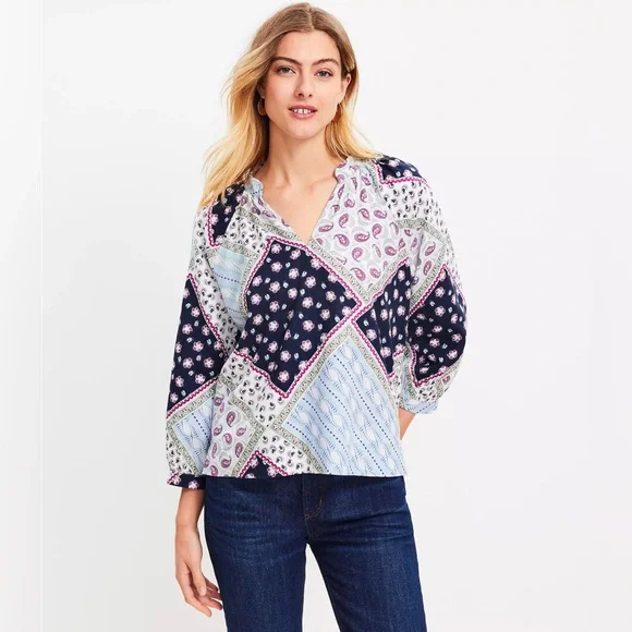 LOFT Linen Blend V-Neck Top - Picture 2 of 6